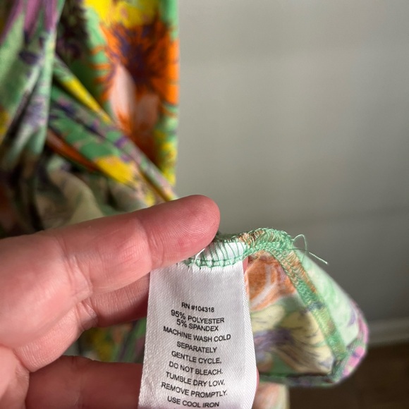 Jamie & Layla Tropical Floral Print Sleeveless Dress M Green Orange Purple - Picture 5 of 8